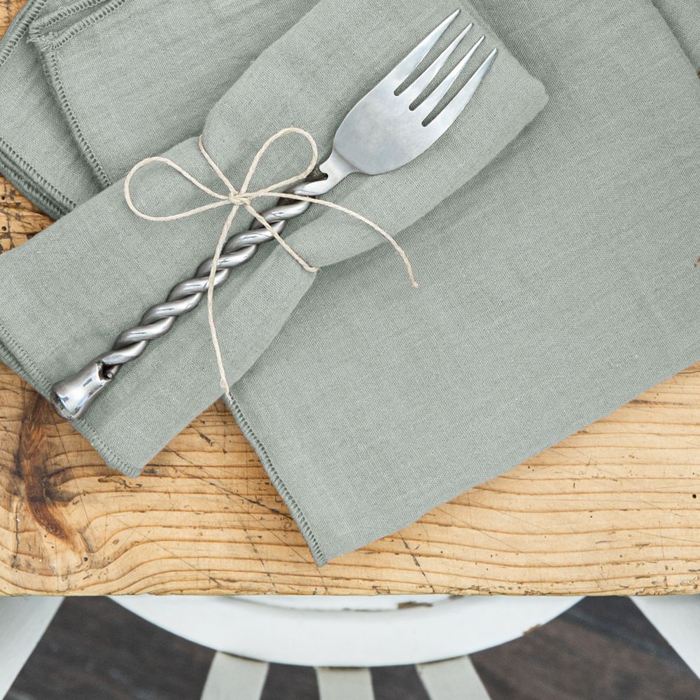 Lot de 3 serviettes Gaze de Coton Eucalyptus Bleu Clair 40 x 40 cm — vue 4