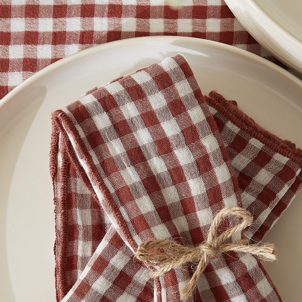 Lot de 3 serviettes Gaze de Coton Vickie Terracotta 40 x 40 cm — vue 3