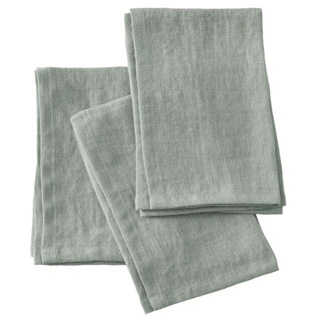 Lot de 3 serviettes Lin Français Eucalyptus Bleu Clair 40 x 40 cm