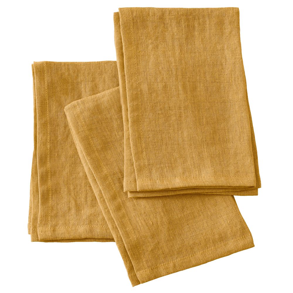 Lot de 3 serviettes Lin Français Miel Jaune 40 x 40 cm