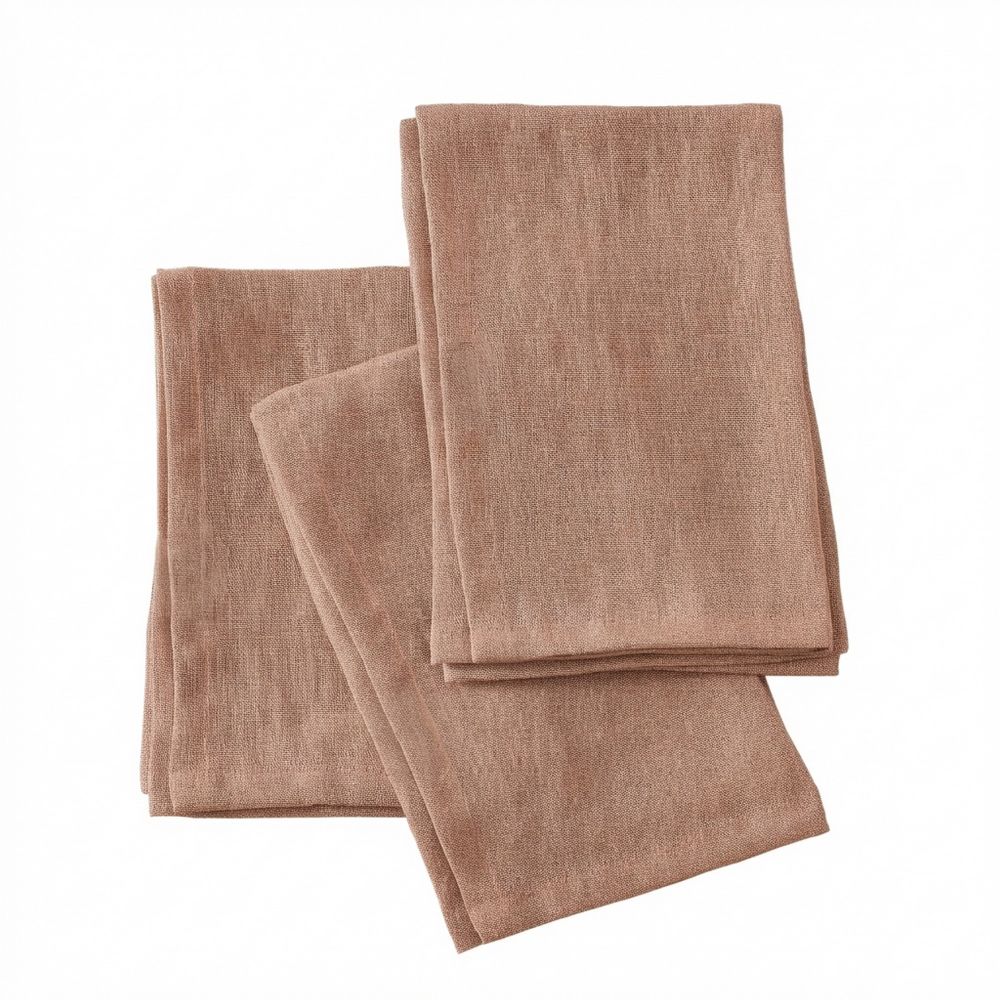 Lot de 3 serviettes Lin Rosalie Vieux Rose 40 x 40 cm