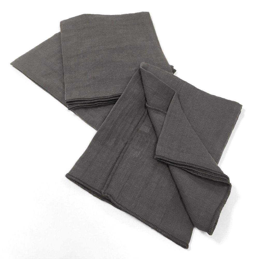Lot de 3 serviettes Gaze de coton Granit 40 x 40 cm