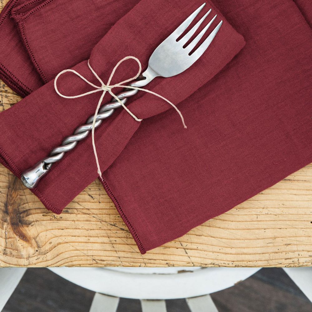Lot de 3 serviettes Gaze de coton Lie de vin 40 x 40 cm — vue 2