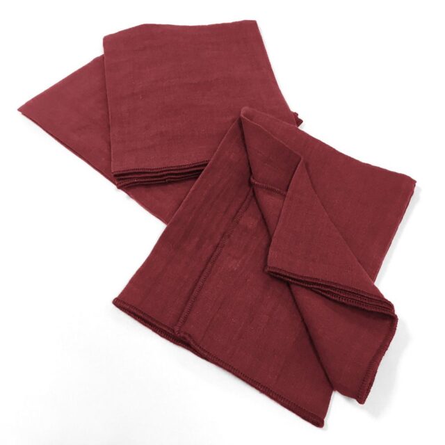 Lot de 3 serviettes Gaze de coton Lie de vin 40 x 40 cm