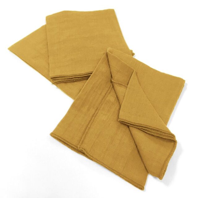 Lot de 3 serviettes Gaze de coton Safran 40 x 40 cm