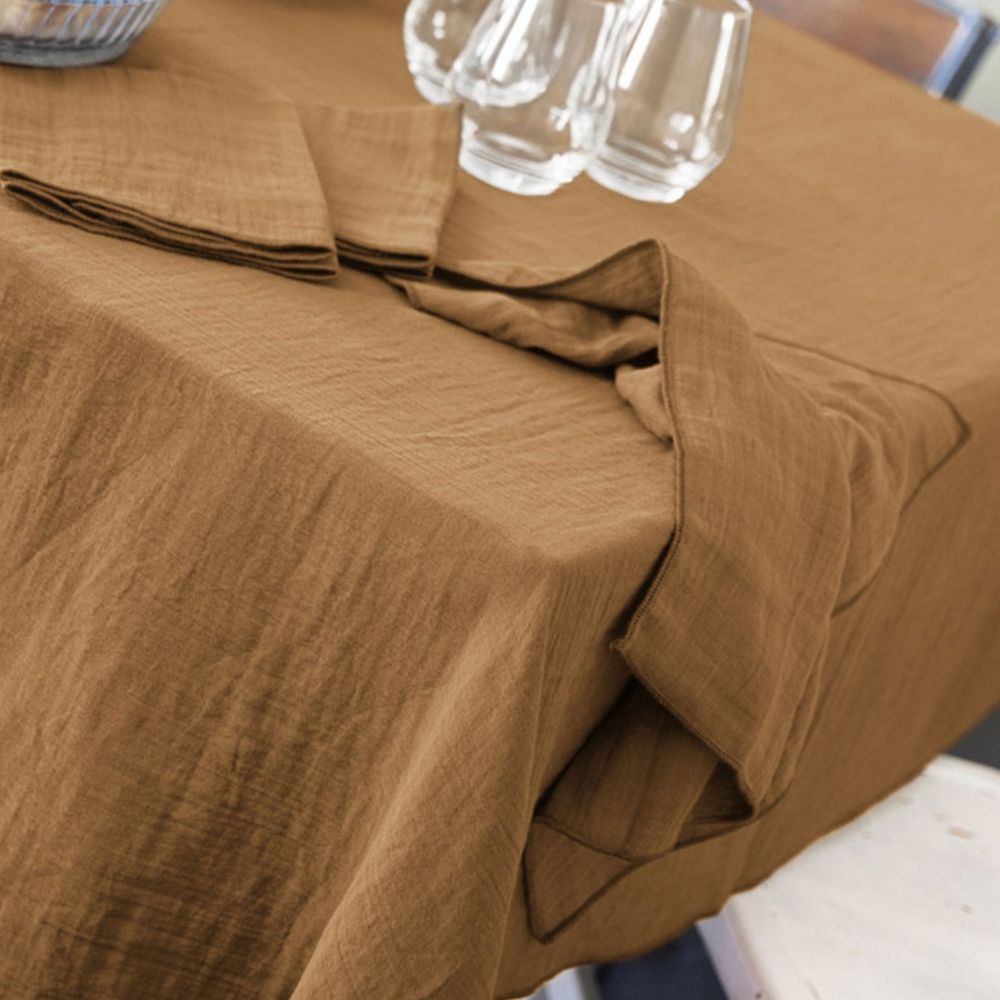 Nappe rectangle Gaze de coton Camel 150 x 250 cm — vue 2