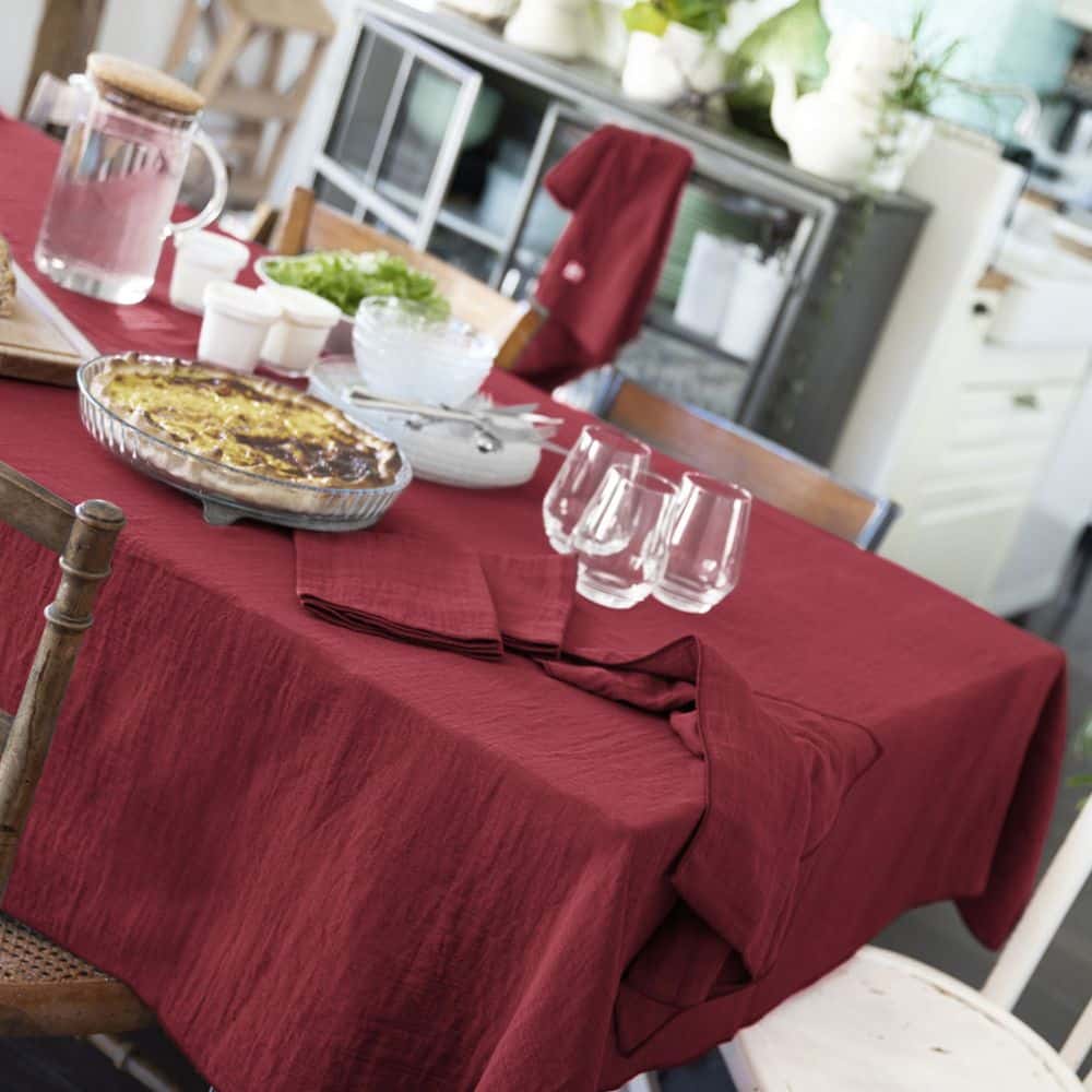 Nappe rectangle Gaze de coton Lie de vin 150 x 250 cm