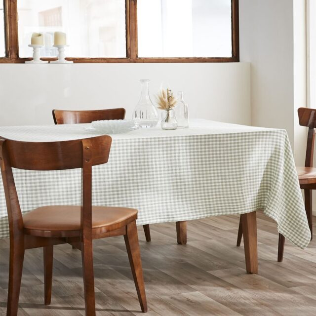Nappe rectangle Gaze de Coton Quadri Eucalyptus Bleu Clair 150 x 250 cm