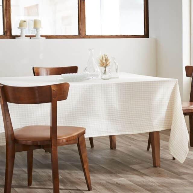 Nappe rectangle Gaze de Coton Quadri Naturel 150 x 250 cm