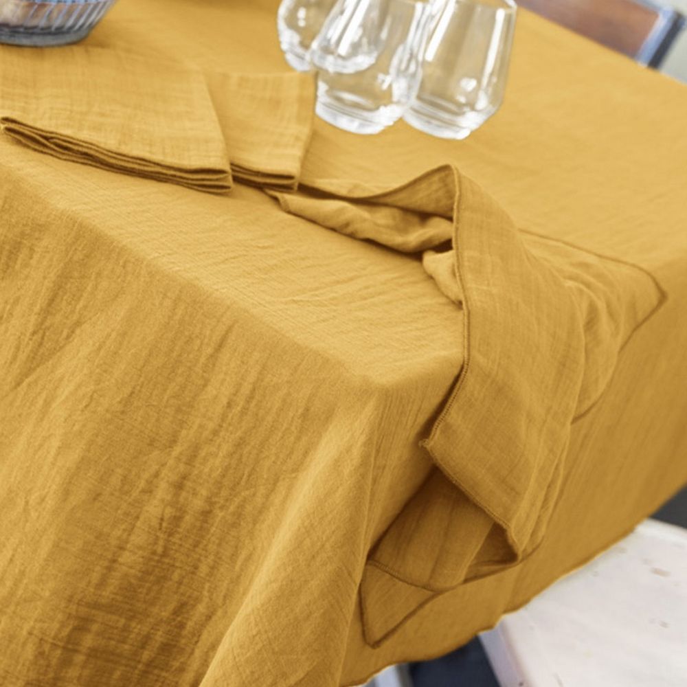 Nappe rectangle Gaze de coton Safran 150 x 250 cm — vue 2