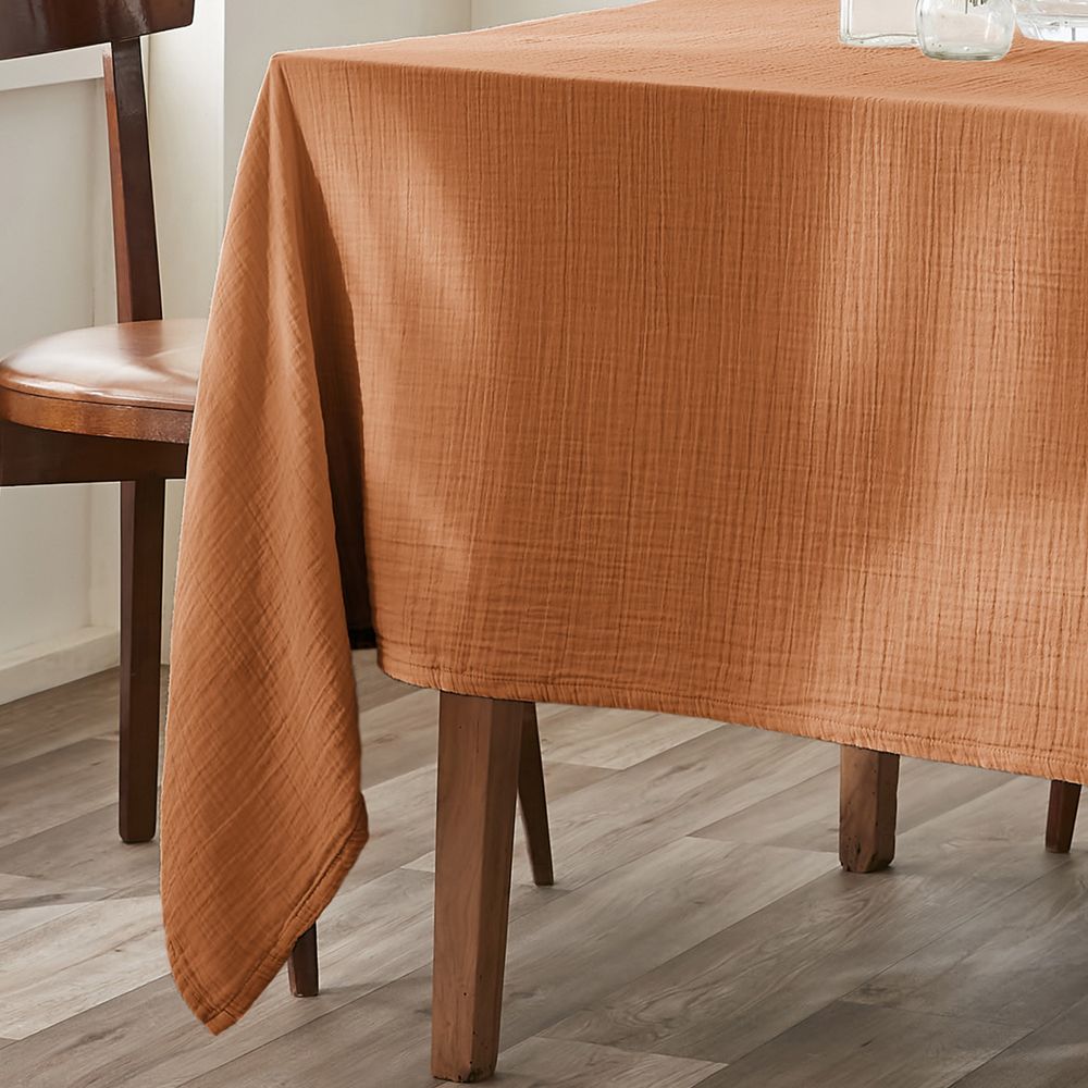 Nappe rectangle Gaze de Coton Terra Abricot 150 x 250 cm — vue 2