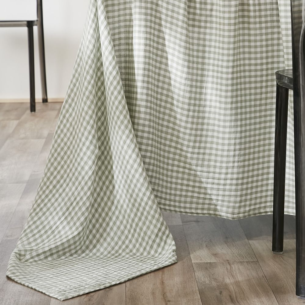 Nappe rectangle Gaze de Coton Quadri Eucalyptus Bleu Clair 150 x 350 cm — vue 2