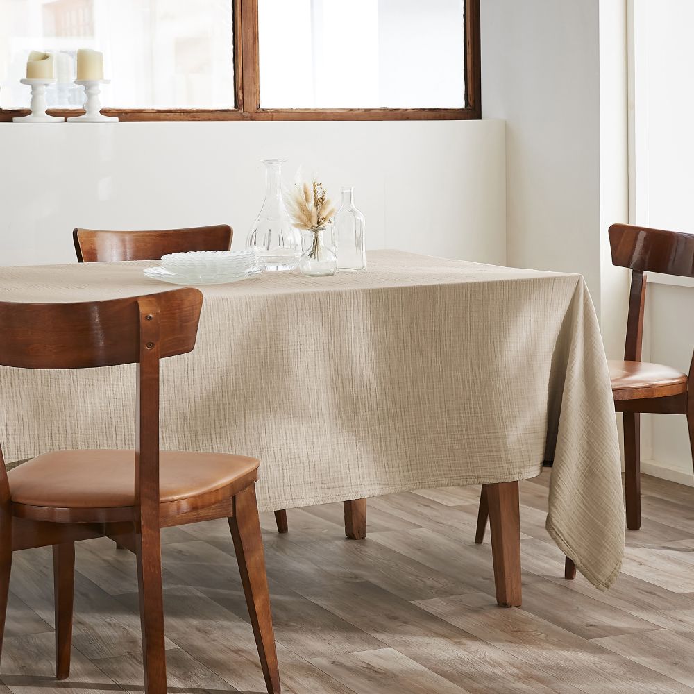 Nappe rectangle Gaze de Coton Terra Ficelle 150 x 350 cm