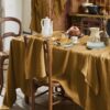 Nappe rectangle Lin Français Caramel Marron 170 x 350 cm