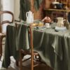 Nappe rectangle Lin Français Thym Kaki 170 x 350 cm