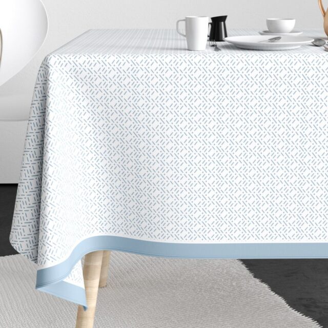 Nappe rectangulaire anti tache Coton Barba Glace Bleu 140 x 200 cm