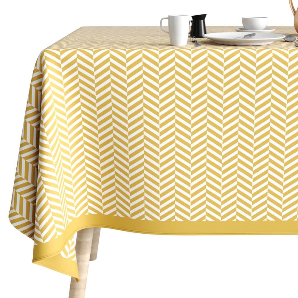 Nappe rectangulaire anti tache Coton Chevron Or Jaune 140 x 200 cm — vue 4