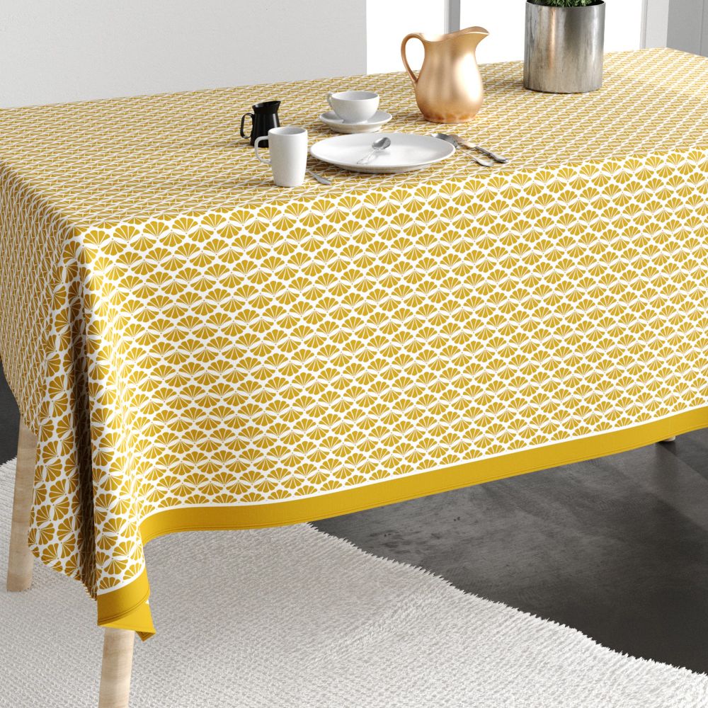Nappe rectangulaire anti tache Coton Palma Ocre Jaune 140 x 200 cm — vue 2