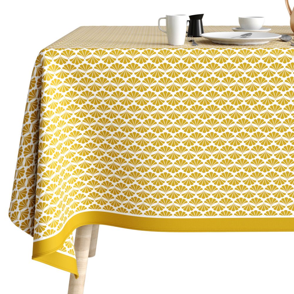 Nappe rectangulaire anti tache Coton Palma Ocre Jaune 140 x 200 cm — vue 4