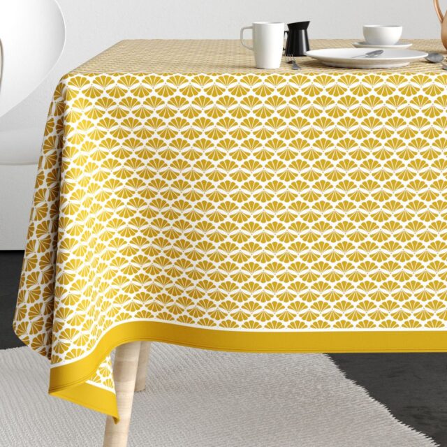Nappe rectangulaire anti tache Coton Palma Ocre Jaune 140 x 200 cm