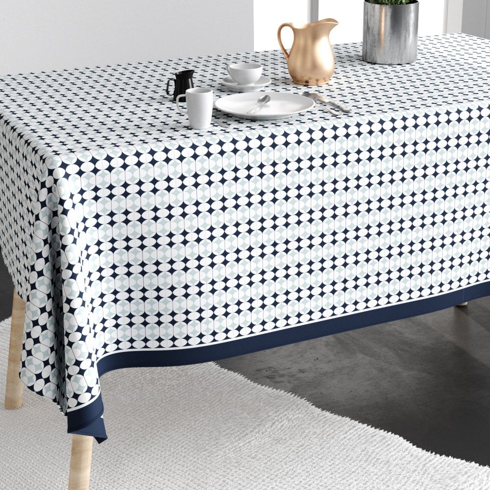 Nappe rectangulaire anti tache Coton Verana Bleu 140 x 200 cm — vue 2