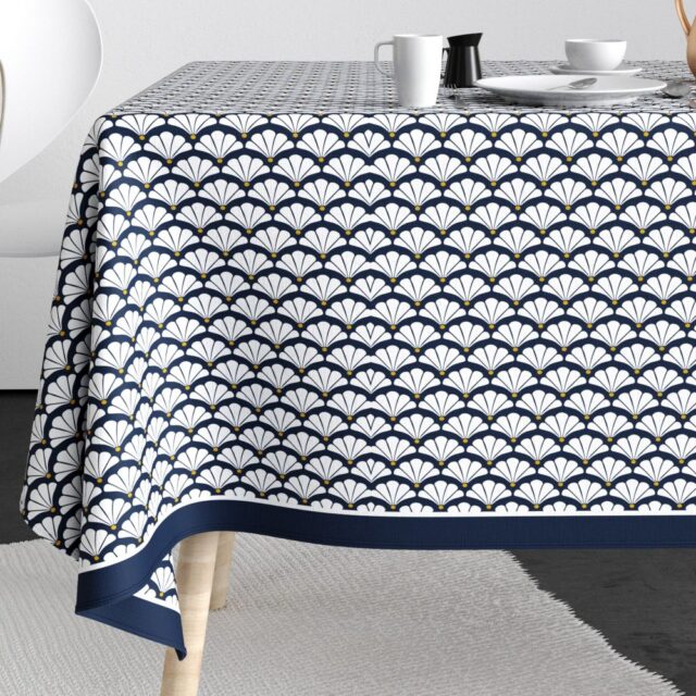 Nappe rectangulaire anti tache Coton Eventa Bleu 140 x 250 cm