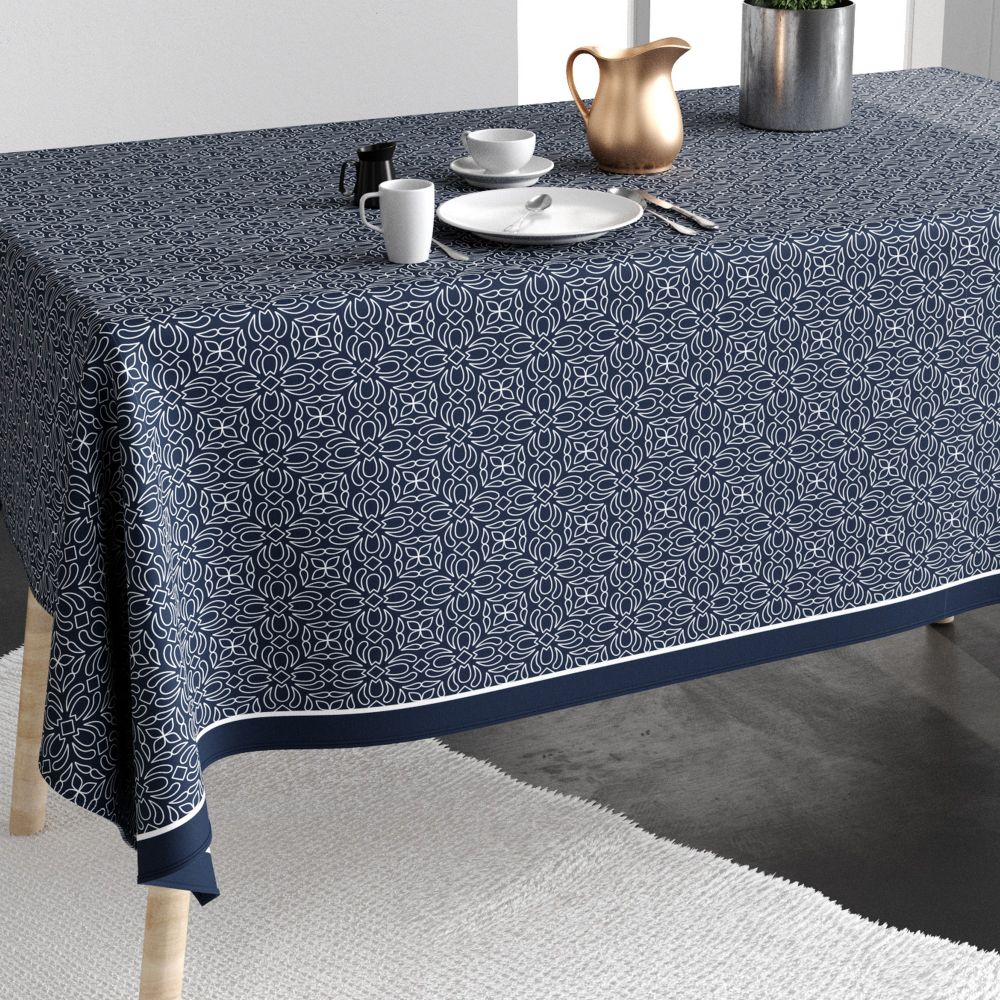 Nappe rectangulaire anti tache Coton Lejos Bleu 140 x 250 cm — vue 2