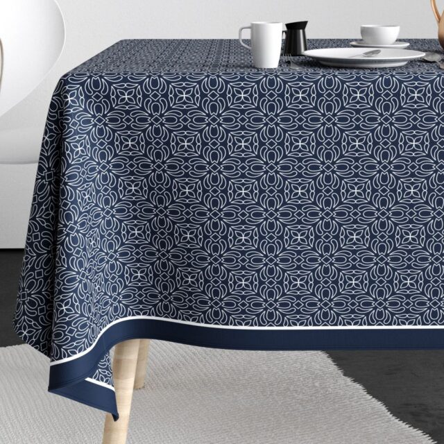 Nappe rectangulaire anti tache Coton Lejos Bleu 140 x 250 cm