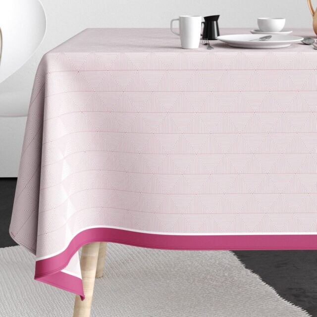 Nappe rectangulaire anti tache Coton Pira Rose Violet 140 x 250 cm