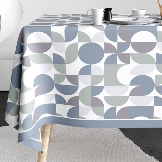 Nappe rectangulaire anti tache Coton Skandina Bleu 140 x 250 cm