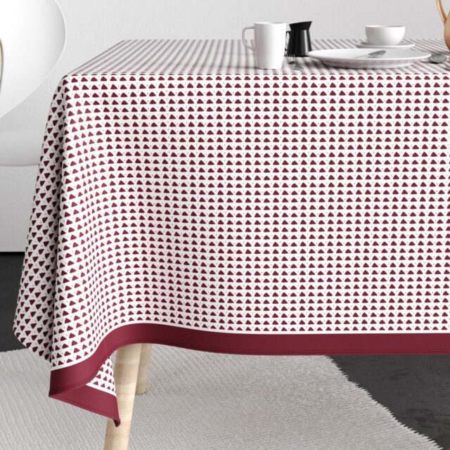 Nappe rectangulaire anti tache Coton Tilak Aubergine Blanc 140 x 250 cm