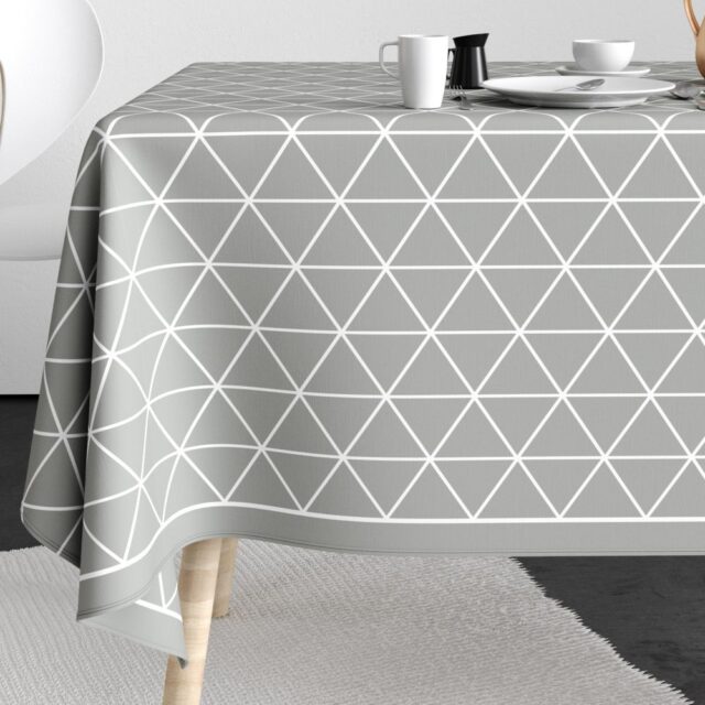 Nappe rectangulaire anti tache Coton Trina Gris 140 x 250 cm