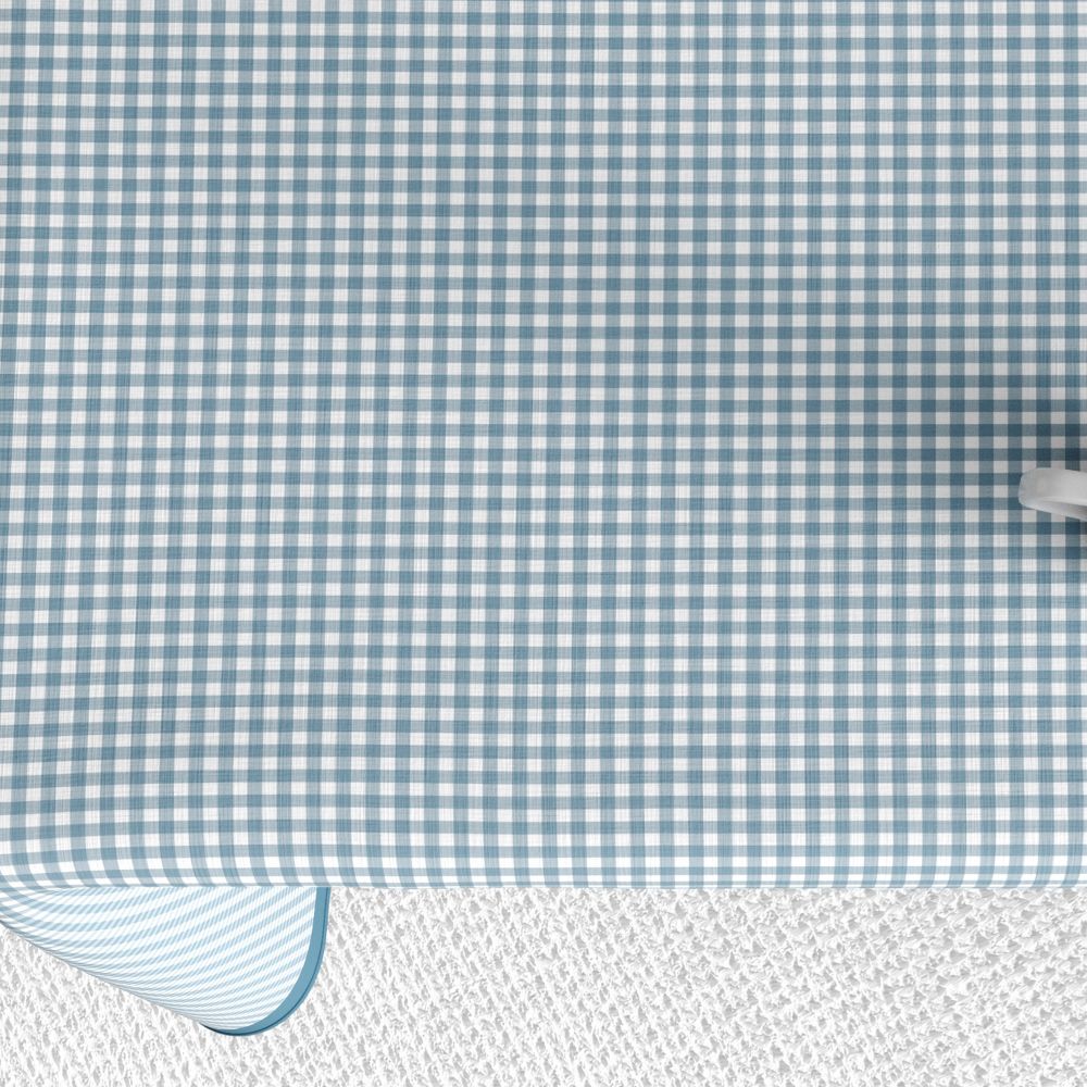 Nappe rectangulaire anti tache Coton Vichy Bleu 140 x 250 cm — vue 3