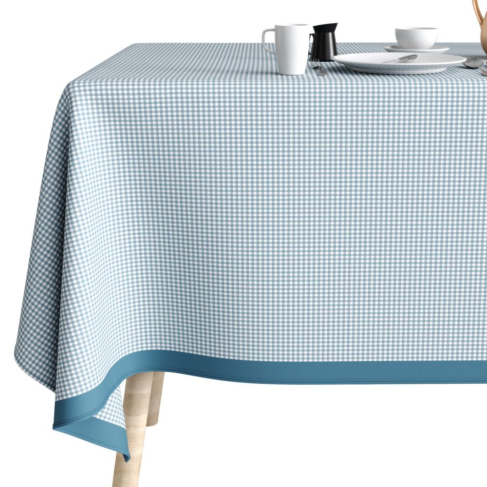Nappe rectangulaire anti tache Coton Vichy Bleu 140 x 250 cm — vue 4