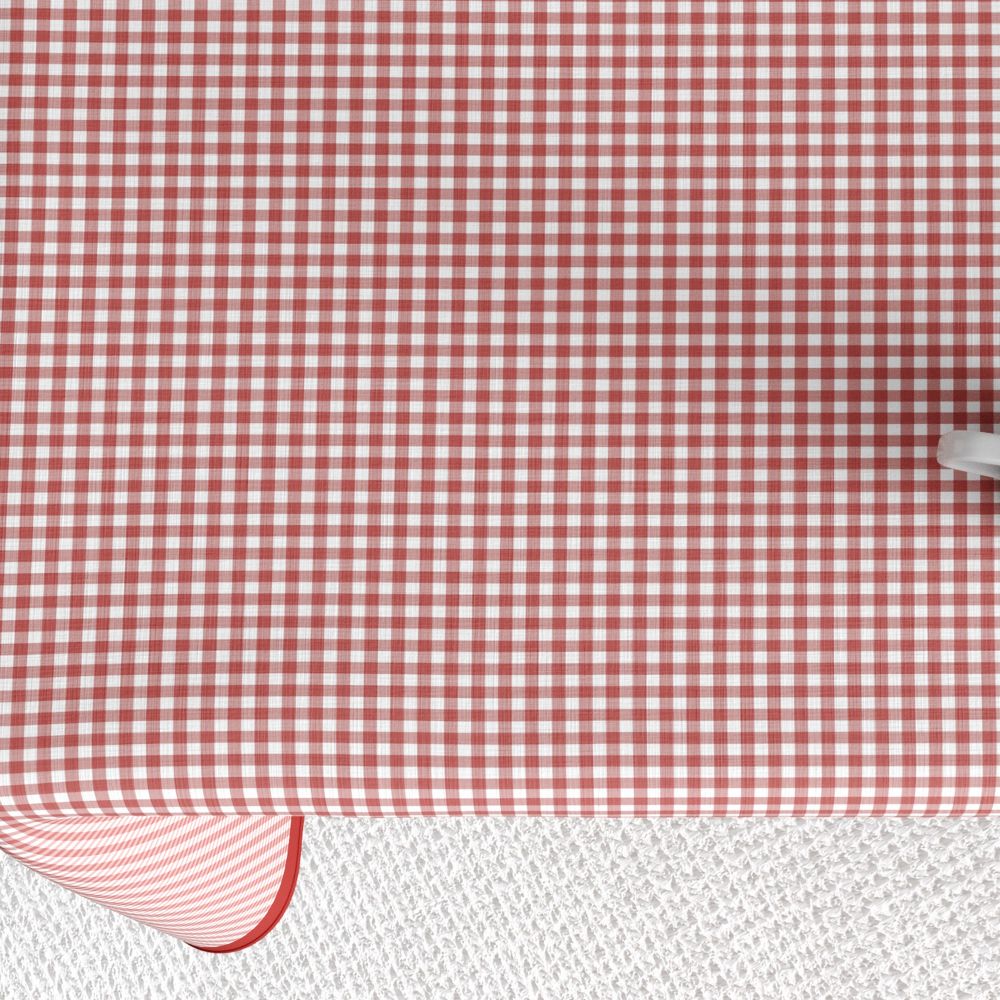Nappe rectangulaire anti tache Coton Vichy Rouge 140 x 300 cm — vue 3