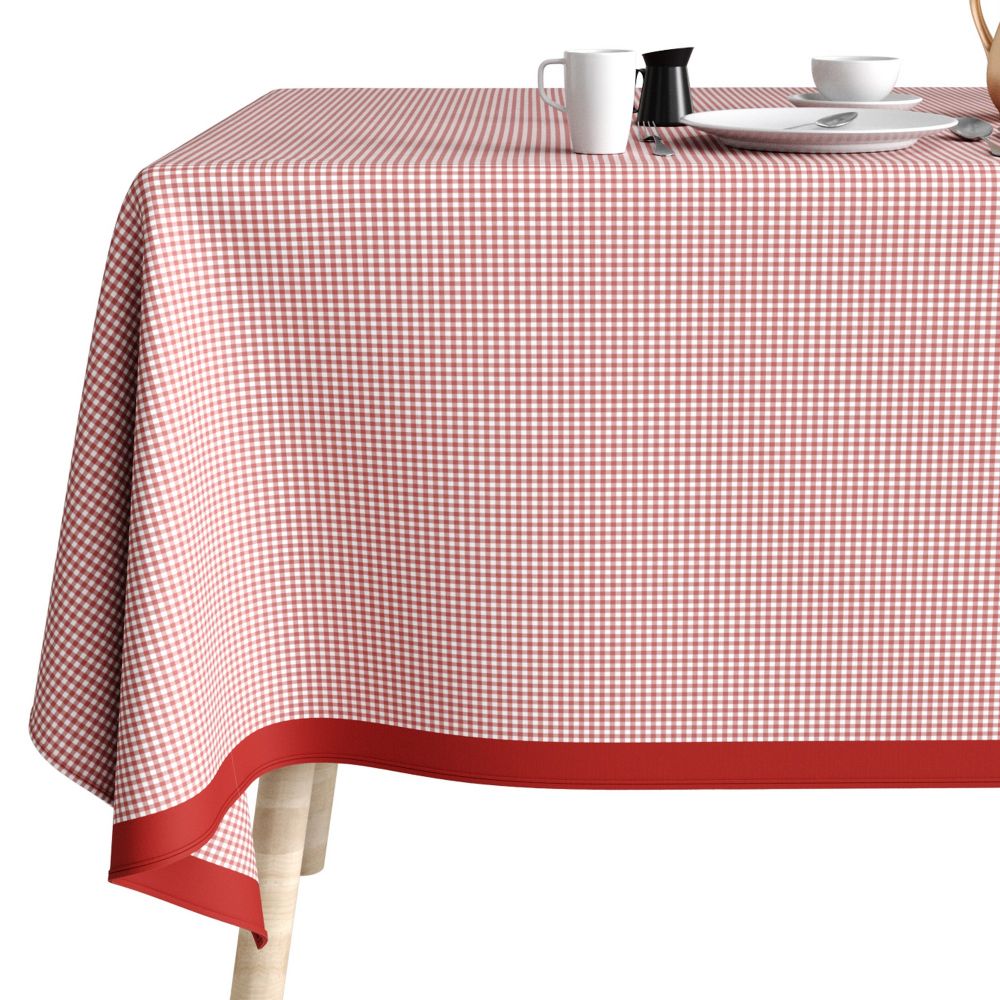 Nappe rectangulaire anti tache Coton Vichy Rouge 140 x 300 cm — vue 4