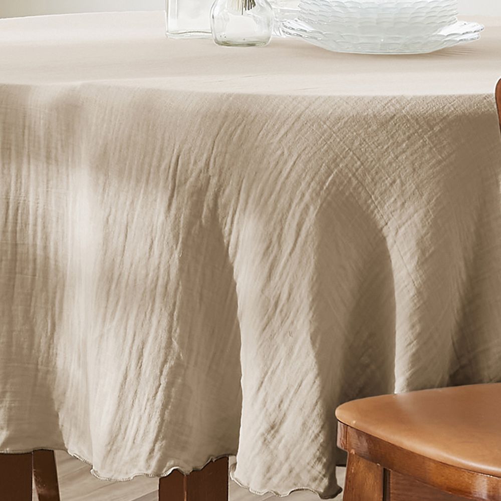 Nappe ronde 180 cm Gaze de Coton Terra Ficelle — vue 2