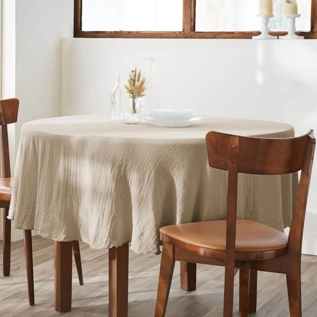Nappe ronde 180 cm Gaze de Coton Terra Ficelle