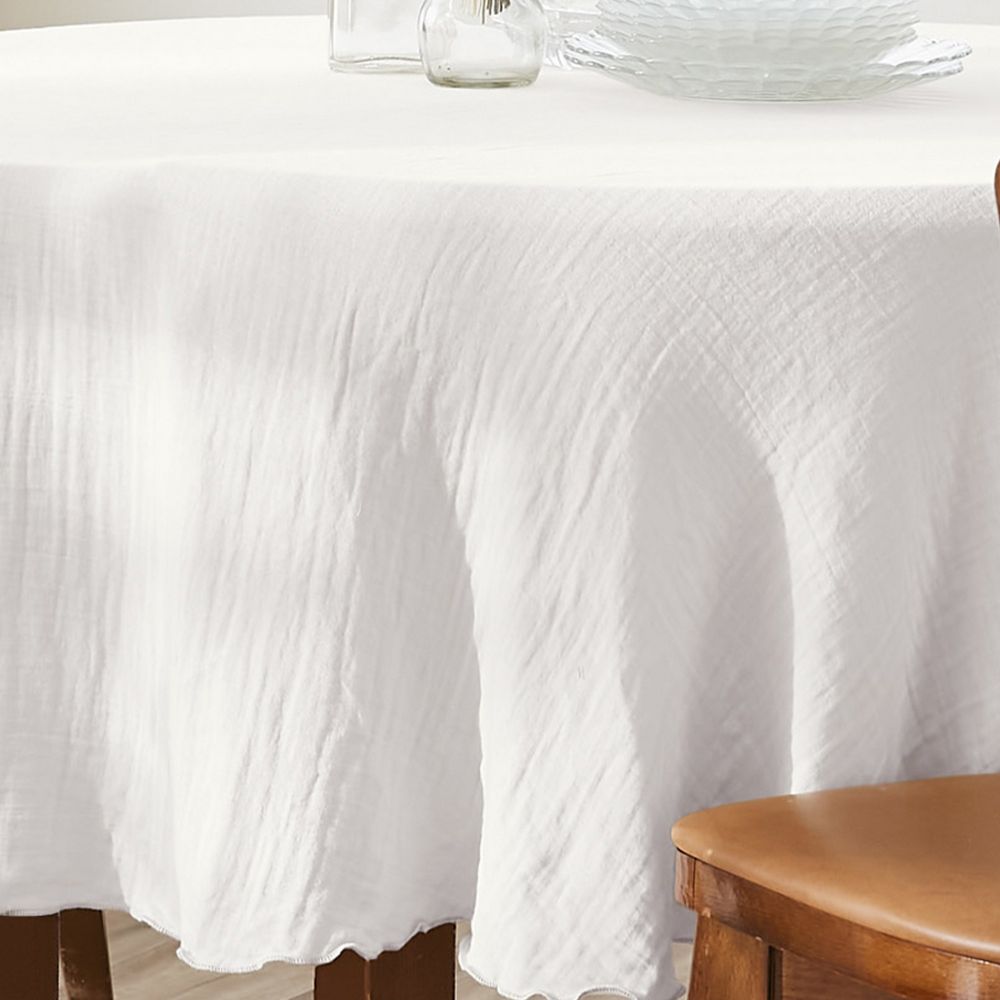 Nappe ronde Gaze de Coton Chantilly Blanc 180 x 180 cm — vue 2