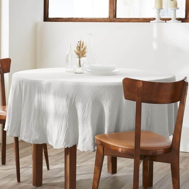 Nappe ronde Gaze de Coton Nuage Gris 180 x 180 cm