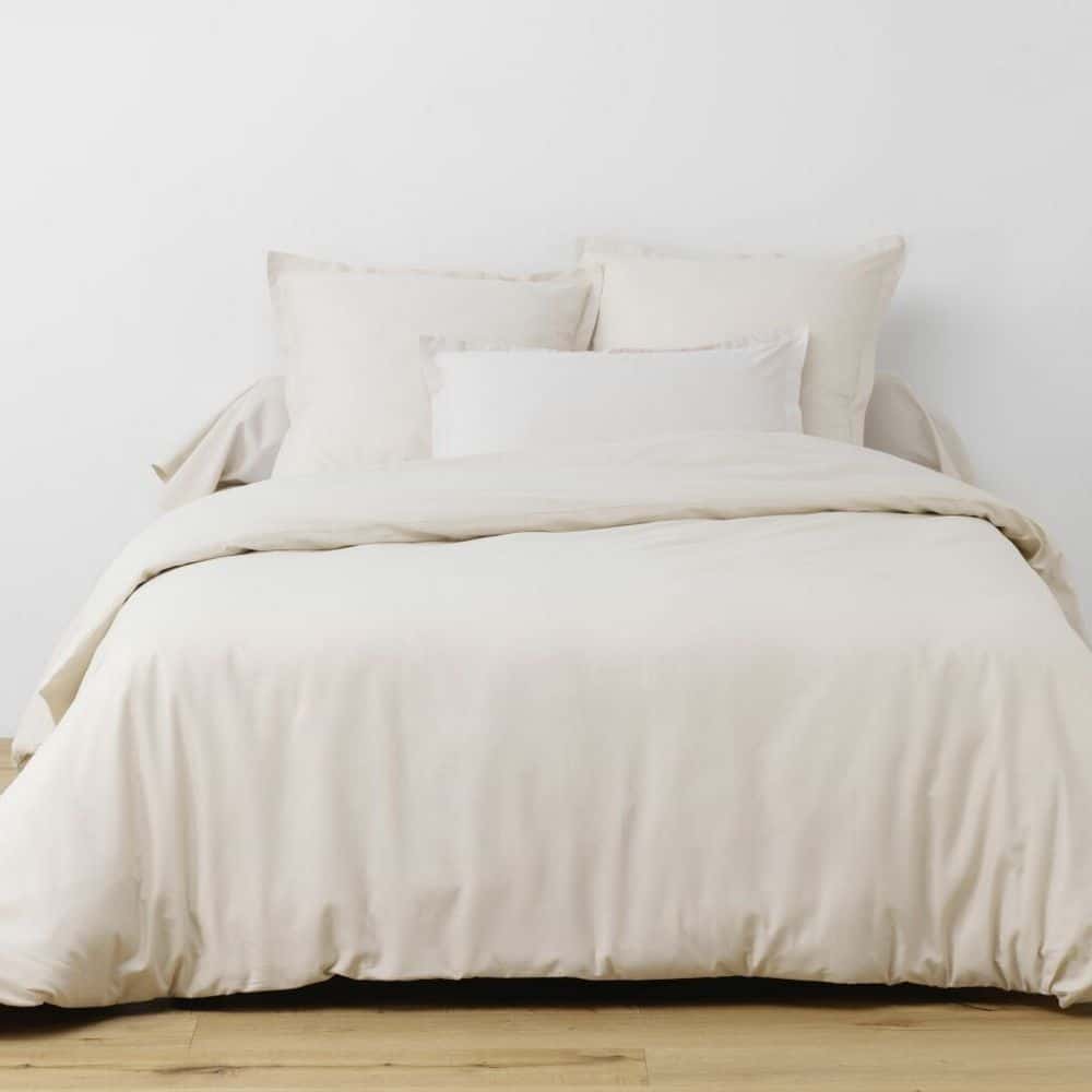 Parure de drap 3 pièces avec Drap housse Coton Beige 180 x 290 cm