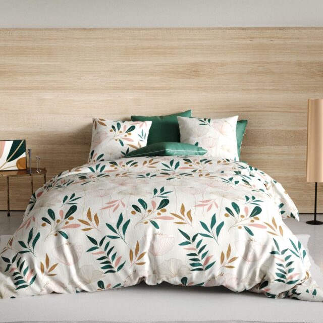 Parure de drap 3 pièces avec Drap housse Coton Kano Beige 180 x 290 cm