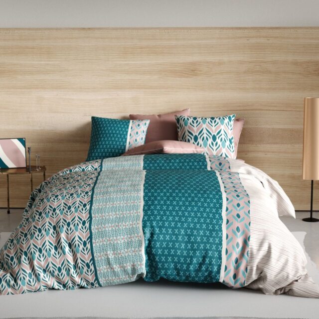 Parure de drap 3 pièces avec Drap housse Coton Limbe Bleu 180 x 290 cm