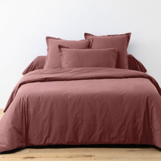 Parure de drap 3 pièces avec Drap housse Coton Tommette Rouge 180 x 290 cm