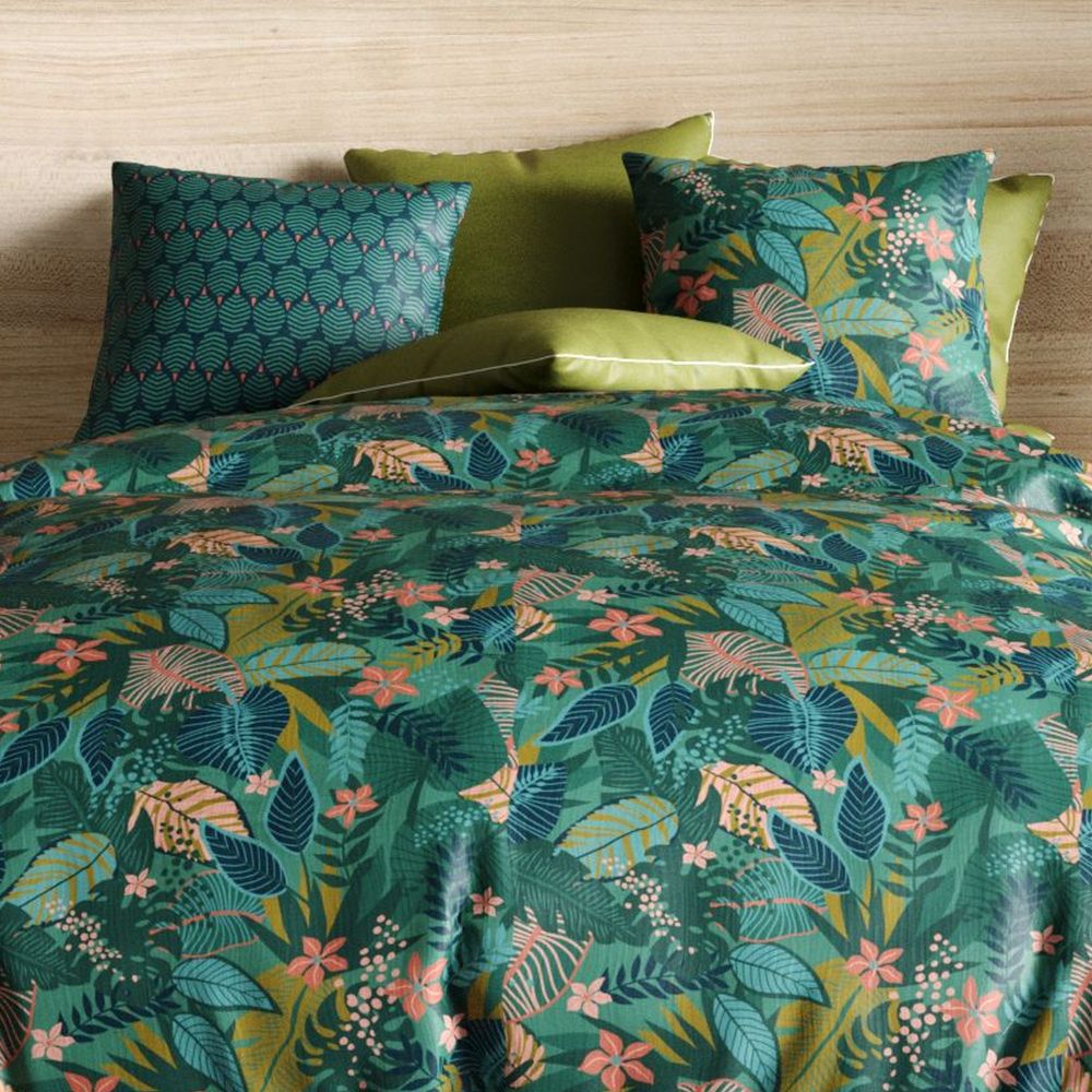 Parure de drap 3 pièces avec Drap housse Coton Zania Vert 180 x 290 cm — vue 3