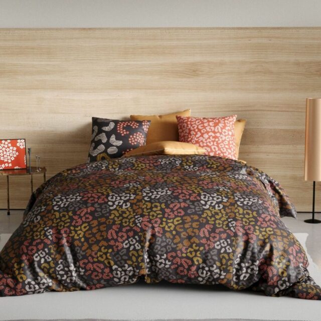 Parure de drap plat 3 pièces Coton Onalia Noir 270 x 290 cm