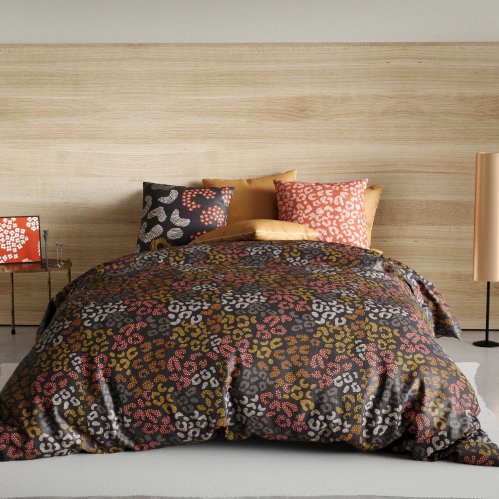 Parure de drap plat 3 pièces Coton Onalia Noir 270 x 290 cm