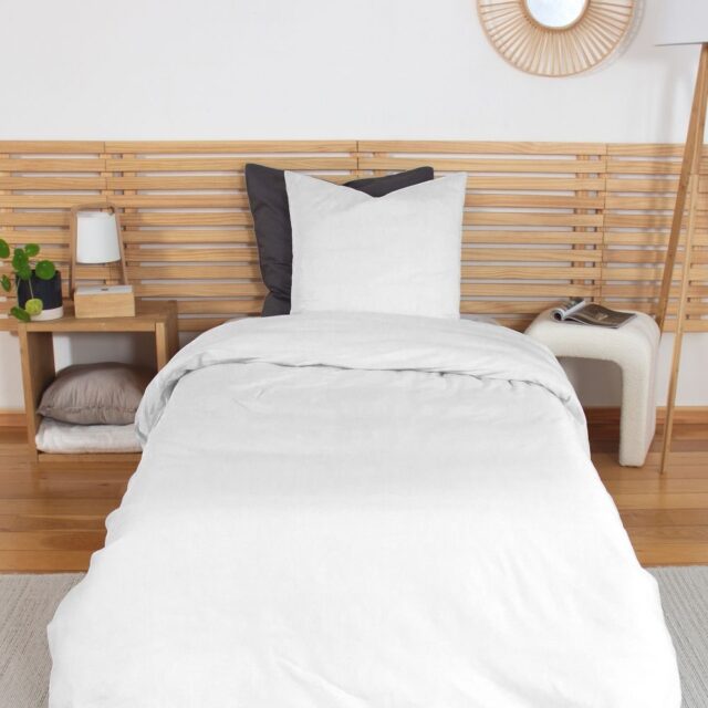 Parure de lit Percale de Coton Blanc 140 x 200 cm