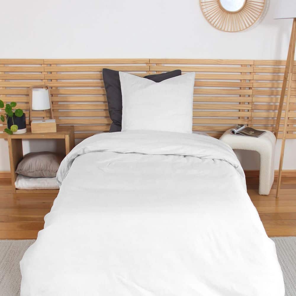 Parure de lit Percale de Coton Blanc 140 x 200 cm