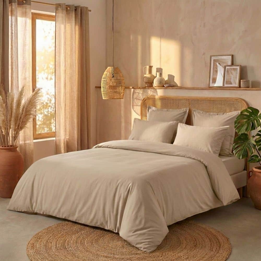 Parure de lit Percale de Coton Lin 140 x 200 cm